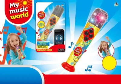 Mikrofon dětský s melodiemi 20cm na baterie LED Světlo Zvuk plast