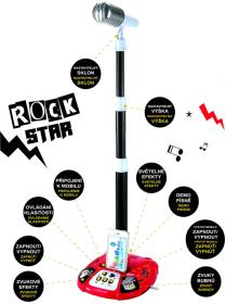 Mikrofon dětský stojanový Karaoke Rock Star na baterie Světlo Zvuk