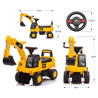 Milly Mally Detská odrážadlo bagr so zvukom CAT Excavator žltý