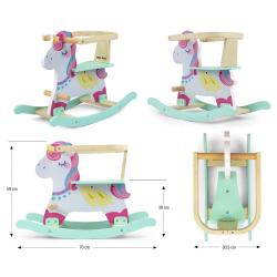 MILLY MALLY Dřevěný houpací koník s opěradlem Lucky 12 Unicorn