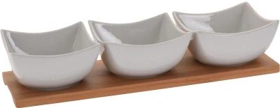 Miska servírovací sada 4díl.(1xbambus.tác 30x10cm+3xmiska porcelán 9,5x5,5cm BÍ) Miska servírovací sada 4díl.(1xbambus.tác 30x10cm+3xmiska porcelán 9,5x5,5cm BÍ)