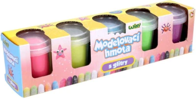 Modelína se třpytkami kreativní set 5 barev 5x 56g v kelímku Modelína se třpytkami kreativní set 5 barev 5x 56g v kelímku