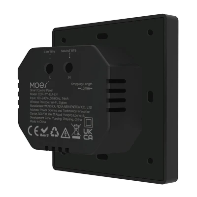 Moes CCP-TY-LN černý ovládací panel s Wi-Fi, ZigBee a 4" LCD displejem