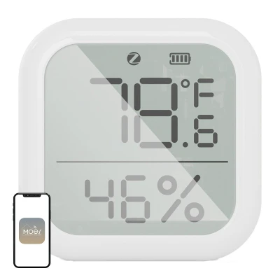Moes ZSS-KB-TH-LF-C bílý senzor teploty a vlhkosti se ZigBee a LCD displejem