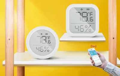 Moes ZSS-KB-TH-LF-C bílý senzor teploty a vlhkosti se ZigBee a LCD displejem