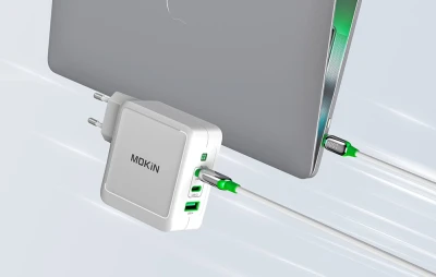 Mokin PD140W 2C1A GaN 2xUSB-C 1xUSB-A bílá síťová nabíječka