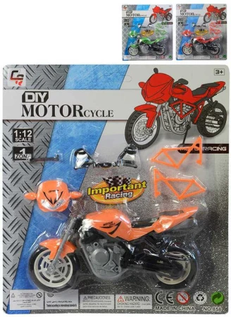 Motorka závodní k sestavení 18cm 3 barvy na kartě plast Motorka závodní k sestavení 18cm 3 barvy na kartě plast