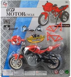 Motorka závodní k sestavení 18cm 3 barvy na kartě plast