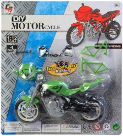 Motorka závodní k sestavení 18cm 3 barvy na kartě plast