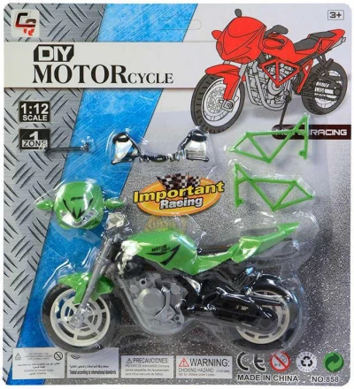 Motorka závodní k sestavení 18cm 3 barvy na kartě plast