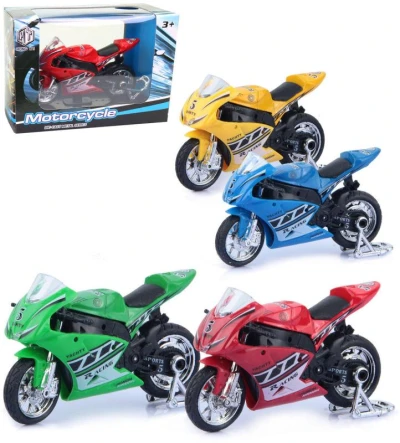 Motorka závodný motocykl kovový 11cm so stojanom 4 farby Motorka závodný motocykl kovový 11cm so stojanom 4 farby