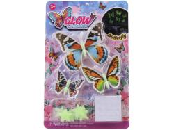Motýli 3D + hvězdičky nástěnná dekorace svítící ve tmě