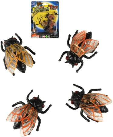 Moucha 4cm set 4ks dekorace Halloween hmyz v sáčku