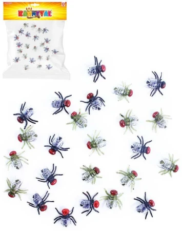 Mucha malá gumová 1,5cm set 24ks dekorácia Halloween hmyz v sáčku Mucha malá gumová 1,5cm set 24ks dekorácia Halloween hmyz v sáčku