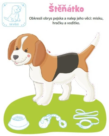 Mrňous si hraje a nalepuje domácí zvířata samolepková knížka