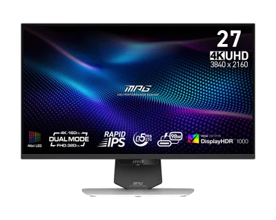 MSI Gaming monitor MAG 274UPDF E16M,27" Rapid IPS Mini-LED/3840x2160(UHD)/160Hz/0,5ms/2xHDMI/DP/USB-C/výš.nast./pivot/černá