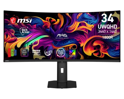 MSI Gaming monitor MAG 341CQP QD-OLED X28, 34" QD-OLED zakřivený/3440x1440(UWQHD)/280Hz/0,03ms/2xHDMI/DP/USB-C/Výšk.nast