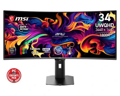 MSI Gaming monitor MPG 341CQR QD-OLED X36, 34" QD-OLED zakřivený/3440x1440(UWQHD)/360Hz/0,03ms/2xHDMI/DP/USB-A,B,C/Výšk.