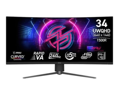 MSI Gaming monitor MPG 346CQRF X24, 34" Rapid VA zakřivený/3440x1440 (UWQHD)/240Hz/0,5ms/2xHDMI/DP/USB-A,B,C/Výšk.nastav