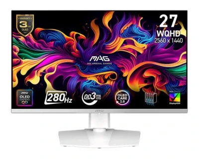MSI MAG 272QPW QD-OLED X28 gaming monitor 26,5" QD-OLED/2560x1440 (WQHD)/280Hz/0,03ms/2xHDMI/DP/USB-C/Výšk.nast./Pivot/Bílá MSI MAG 272QPW QD-OLED X28 gaming monitor 26,5" QD-OLED/2560x1440 (WQHD)/280Hz/0,03ms/2xHDMI/DP/USB-C/Výšk.nast./Pivot/Bílá
