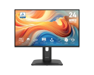 MSI monitor PRO MP245PHG E14 23,8" IPS/FHD/144Hz/1ms/HDMI/DP/USB-C/2xUSB-A/USB-B/Výšk.nast./Pivot/černá