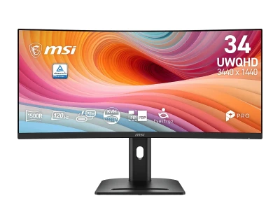 MSI monitor PRO MP341CQPHG E12, 34" zakřivený /3440x1440 (UWQHD)/VA LED/100Hz/1ms/HDMI/DP/USB-A,B,C/Výšk.nast./Pivot