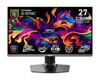 MSI MPG 272URX QD-OLED,26,5" QD-OLED/4K 3840x2160/ 240Hz/0,03ms/2x HDMI/DP/USB-A,B,C/Výškově nastavitelný/Pivot/černá MSI MPG 272URX QD-OLED,26,5" QD-OLED/4K 3840x2160/ 240Hz/0,03ms/2x HDMI/DP/USB-A,B,C/Výškově nastavitelný/Pivot/černá