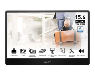 MSI přenosný ultra tenký monitor PRO MP161 E2, 15,6" IPS/1920 x 1080 FHD/60Hz/4ms/2xUSB-C/HDMI/šedá MSI přenosný ultra tenký monitor PRO MP161 E2, 15,6" IPS/1920 x 1080 FHD/60Hz/4ms/2xUSB-C/HDMI/šedá
