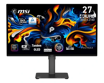 MSI PRO MAX 271UPX12G monitor 26,5" QD-OLED/3840x2160(UHD)/120Hz/0,03ms/2xHDMI/DP/USB-C/Výšk.nast./Pivot
