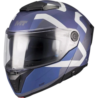 MT Helmets Atom 2 SV Dexter C2 matná modro-šedá výklopná helma + sleva 400,- na příslušenství