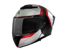 MT Helmets ATOM 2 SV EMALLA B0 matná bílo-černo-červená vyklápěcí helma na motorku + sleva 300,- na příslušenství