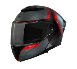 MT Helmets ATOM 2 SV EMALLA B15 matná šedo-černo-červená vyklápěcí helma + sleva 400,- na příslušenství