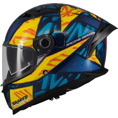MT Helmets Integrálna prilba na motorku Braker SV Fury modro-žltá XS + zľava 400,- na príslušenstvo