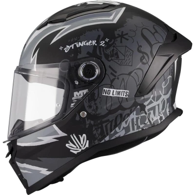 MT Helmets Dětská integrální helma na motorku Stinger 2 Tagger B2 matná černo-šedá