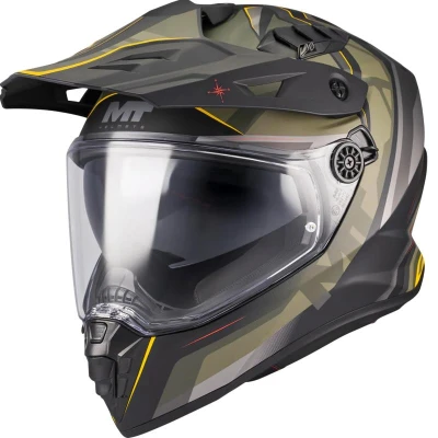 MT Helmets Track SV Questor B6 matná černo-zeleno-hnědo-fluo žlutá enduro helma na motorku