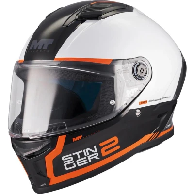 MT Helmets Integrální helma Stinger 2 Core B0 bílo-černo-oranžová MT Helmets Integrální helma Stinger 2 Core B0 bílo-černo-oranžová
