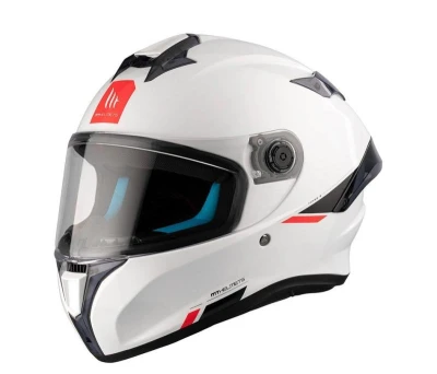 MT Helmets Integrální helma TARGO S SOLID A0 lesklá bílá + kukla pod helmu Zdarma