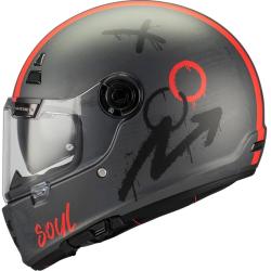 MT Helmets Jarama SV Papercut C15 matná šedo-červená integrální helma