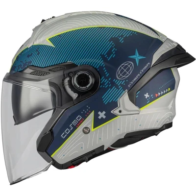 MT Helmets Otevřená helma Cosmo SV Layout C7 matná modro-bílá + moto kukla RSA