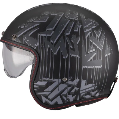MT Helmets Otevřená helma Lemans 2 SV S Dystopic B12 matná černo-šedá + moto kukla RSA
