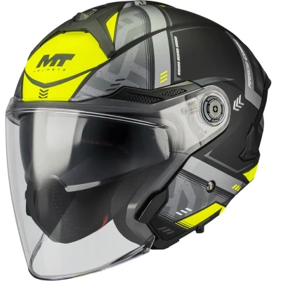 MT Helmets Otevřená helma Cosmo SV Arrow B3 matná černo-šedo-fluo žlutá + moto kukla RSA MT Helmets Otevřená helma Cosmo SV Arrow B3 matná černo-šedo-fluo žlutá + moto kukla RSA
