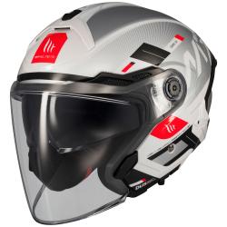 MT Helmets Cosmo SV Silence bílo-šedá otevřená helma + sleva 300,- na příslušenství