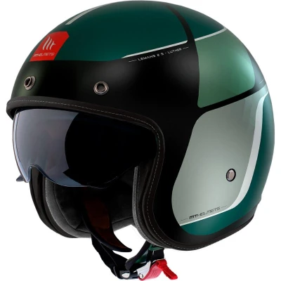MT Helmets Le Mans 2 SV Luther matná černo-šedo-zelená otevřená helma na motorku