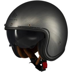 MT Helmets Otevřená helma Le Mans 2 SV Scratched Chrome matná šedá + sleva 400,- na příslušenství
