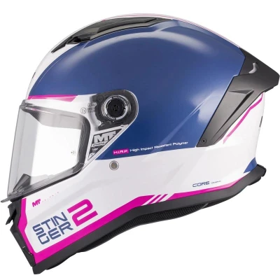 MT Helmets Stinger 2 Core A8 modro-bílo-růžová integrální helma