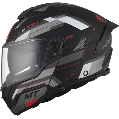 MT Helmets ATOM 2 SV BAST D5 matná černo-šedo-bílá vyklápěcí helma + sleva 400,- na příslušenství