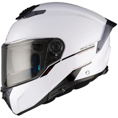 MT Helmets Vyklápěcí helma ATOM 2 SV SOLID A0 bílá lesklá + sleva 400,- na příslušenství