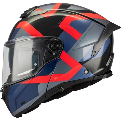 MT Helmets Atom 2 SV Dexter B15 modro-černo-červená výklopná helma + sleva 400,- na příslušenství