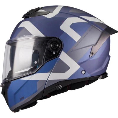 MT Helmets Atom 2 SV Dexter C2 matná modro-šedá výklopná helma + sleva 400,- na příslušenství