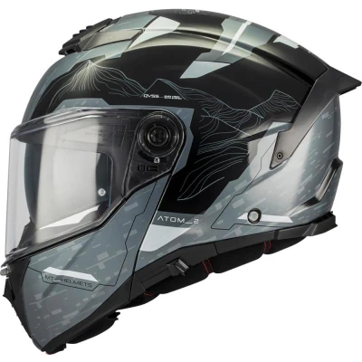 MT Helmets Atom 2 SV Highlands C2 černo-šedá výklopná helma na motorku